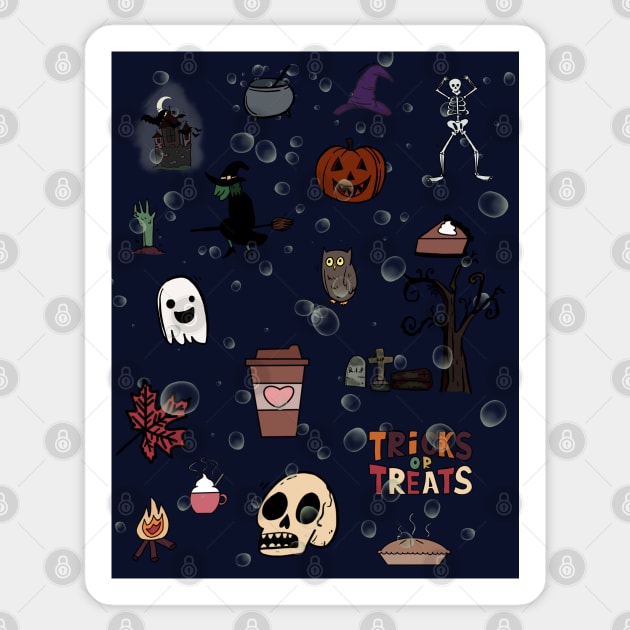 Trick or treats Sticker by NatLeBrunDesigns